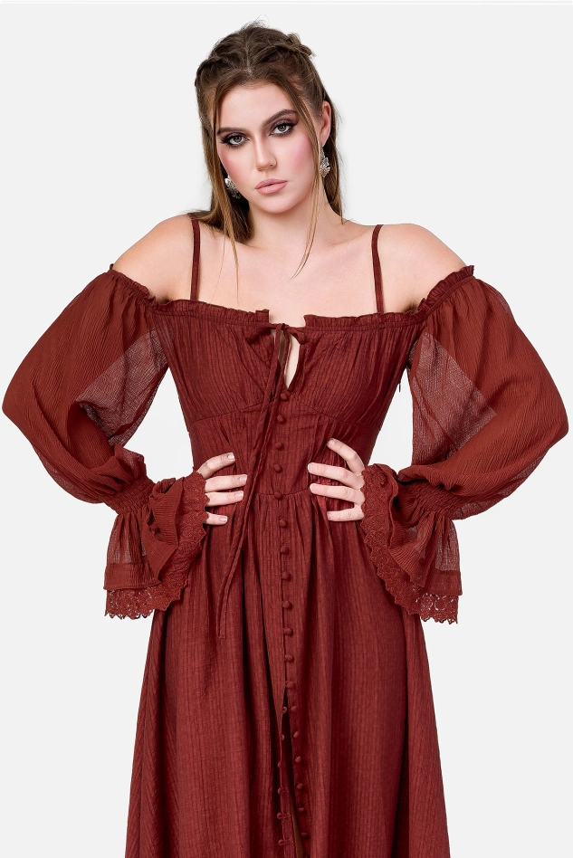 NIGHT CALLING MAXIKLEID ROSEWOOD