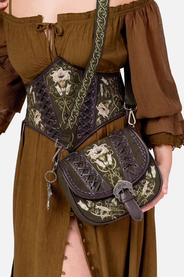 DARK BOTANY pasek gorsetowy z daturą