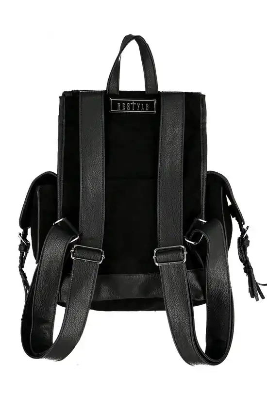 Czarny plecak paproć i księżyc HERBAL BACKPACK